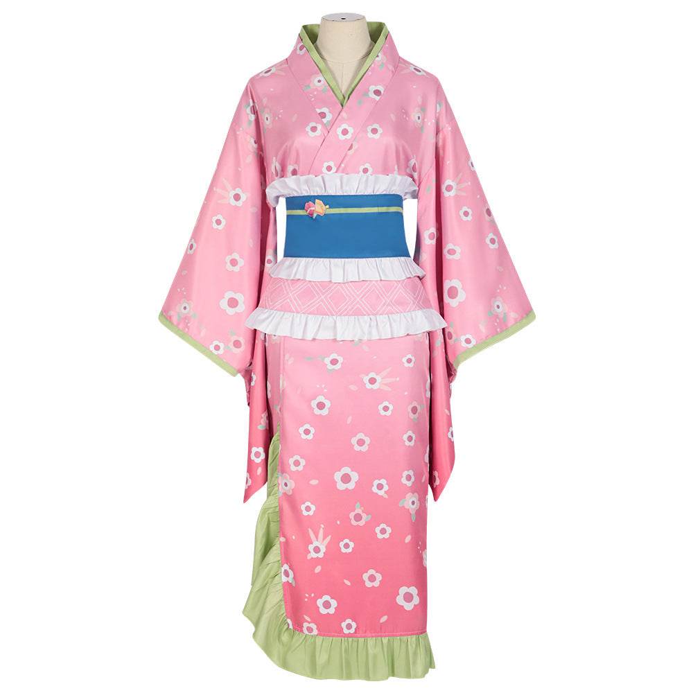 Kanroji Mitsuri Cosplay Costume Women Pink Kimono Party Carnival - zzcosplay