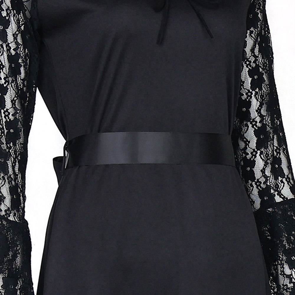 Lisa Frankenstein Misty Cosplay Costume Women Black Lace Long-sleeved Dress Party Carnival - zzcosplay