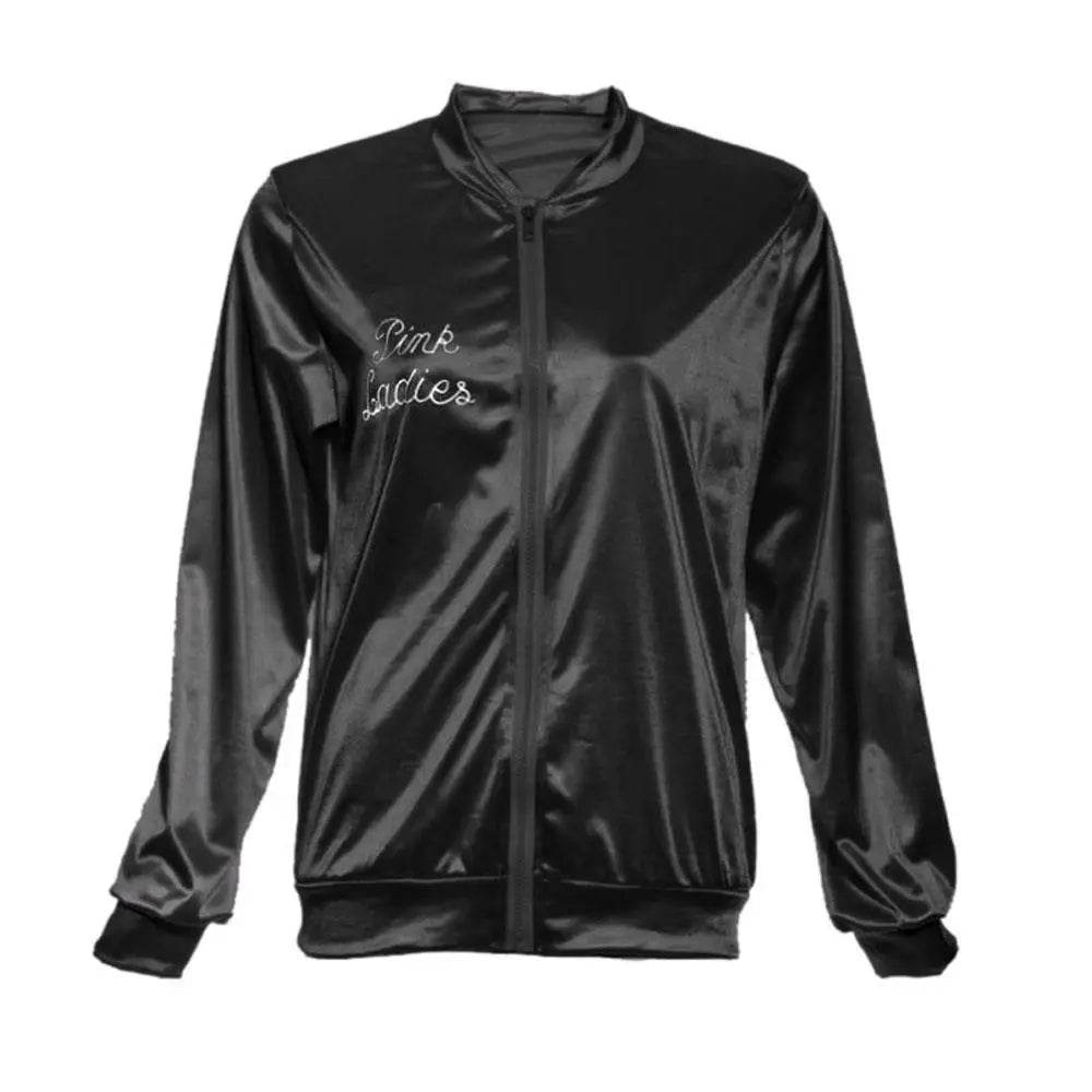 1950s Grease Pink Lady Ladies Satin Jacket Top Fancy Dress Up Costume - zzcosplay