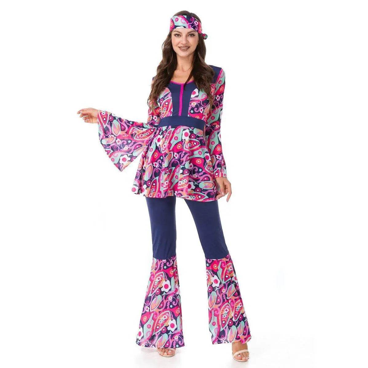 1970s Retro Disco Couple Hippie Hhip Hop Stage Costume Women Men Fancy Dress Halloween - zzcosplay