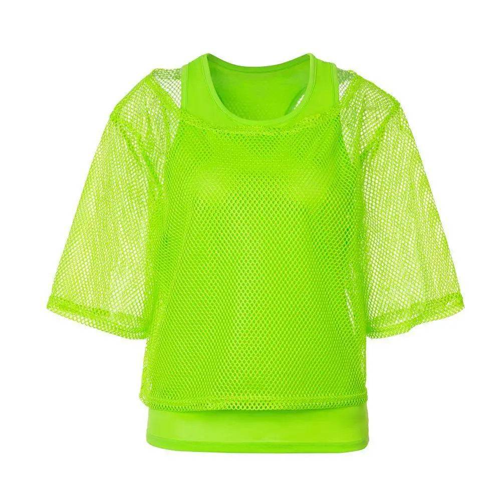 1980s Top Fishnet Women T-shirt 80s Costumes Cosplay Party Carnival - zzcosplay