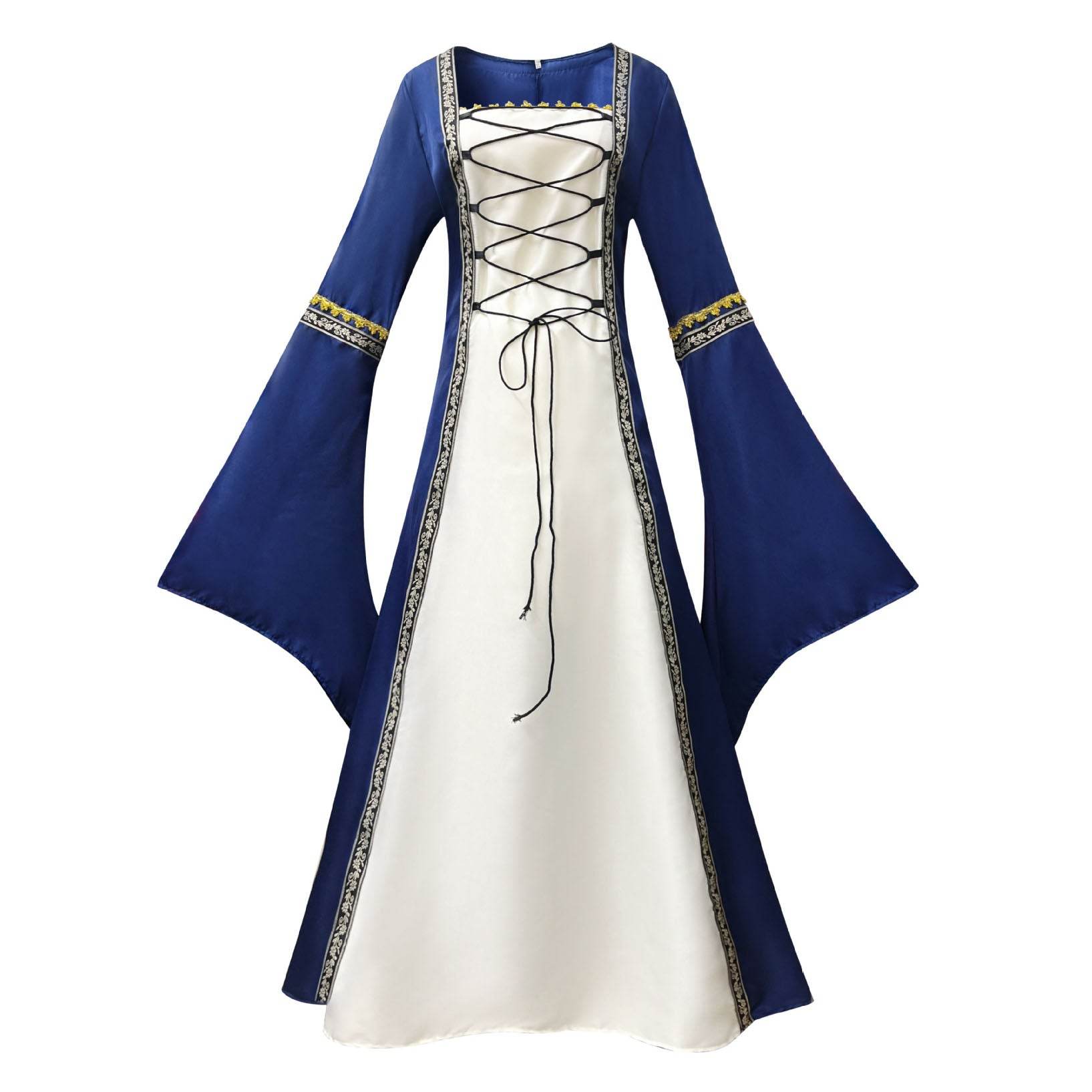 Gothic Retro Medieval Court Women Dresses Robe trumpet Long Sleeve - zzcosplay