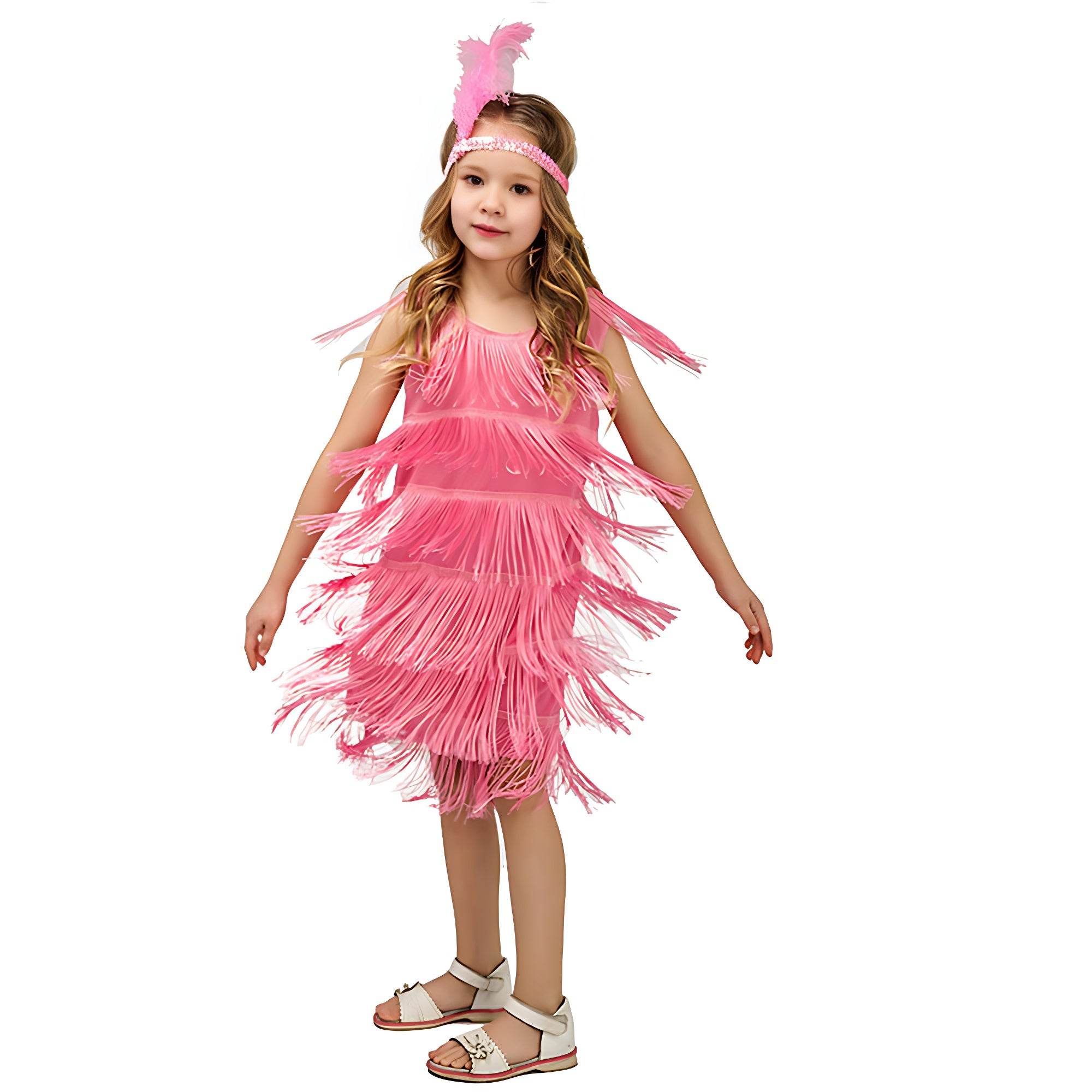 1920s Kids girls Retro Latin dance Party costume tassel Dress - zzcosplay