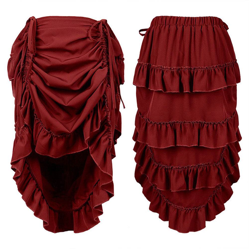 Medieval Women's Retro Style Drawstring Waist Dance Skirt Dress - zzcosplay