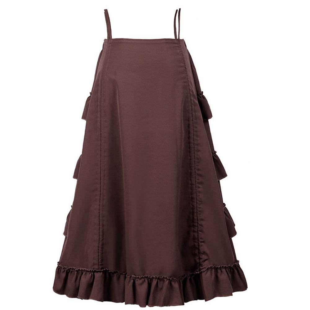 Medieval Women's Retro Style Drawstring Waist Dance Skirt Dress - zzcosplay