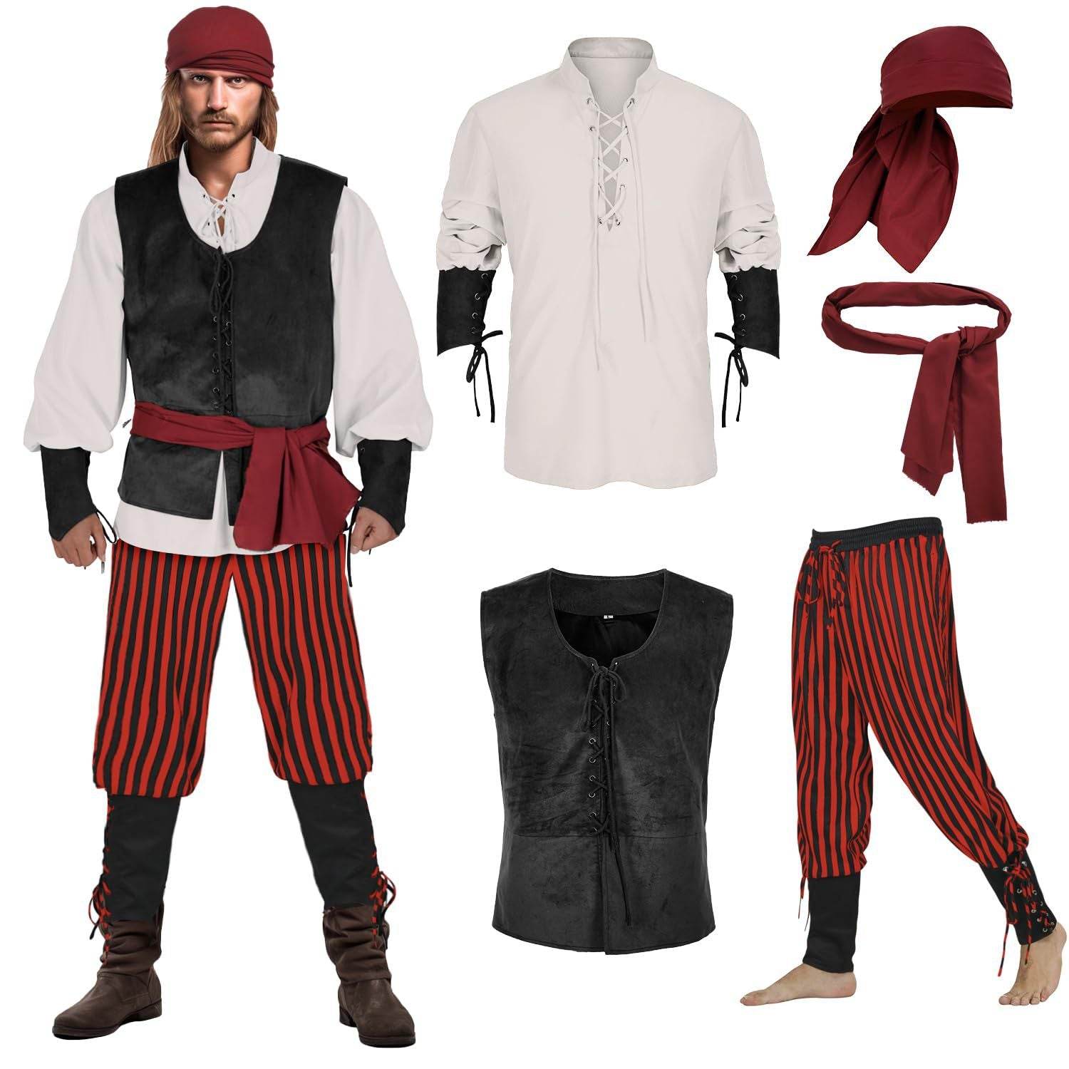 Halloween Caribbean Pirates Vest Adult Stage Costume - zzcosplay