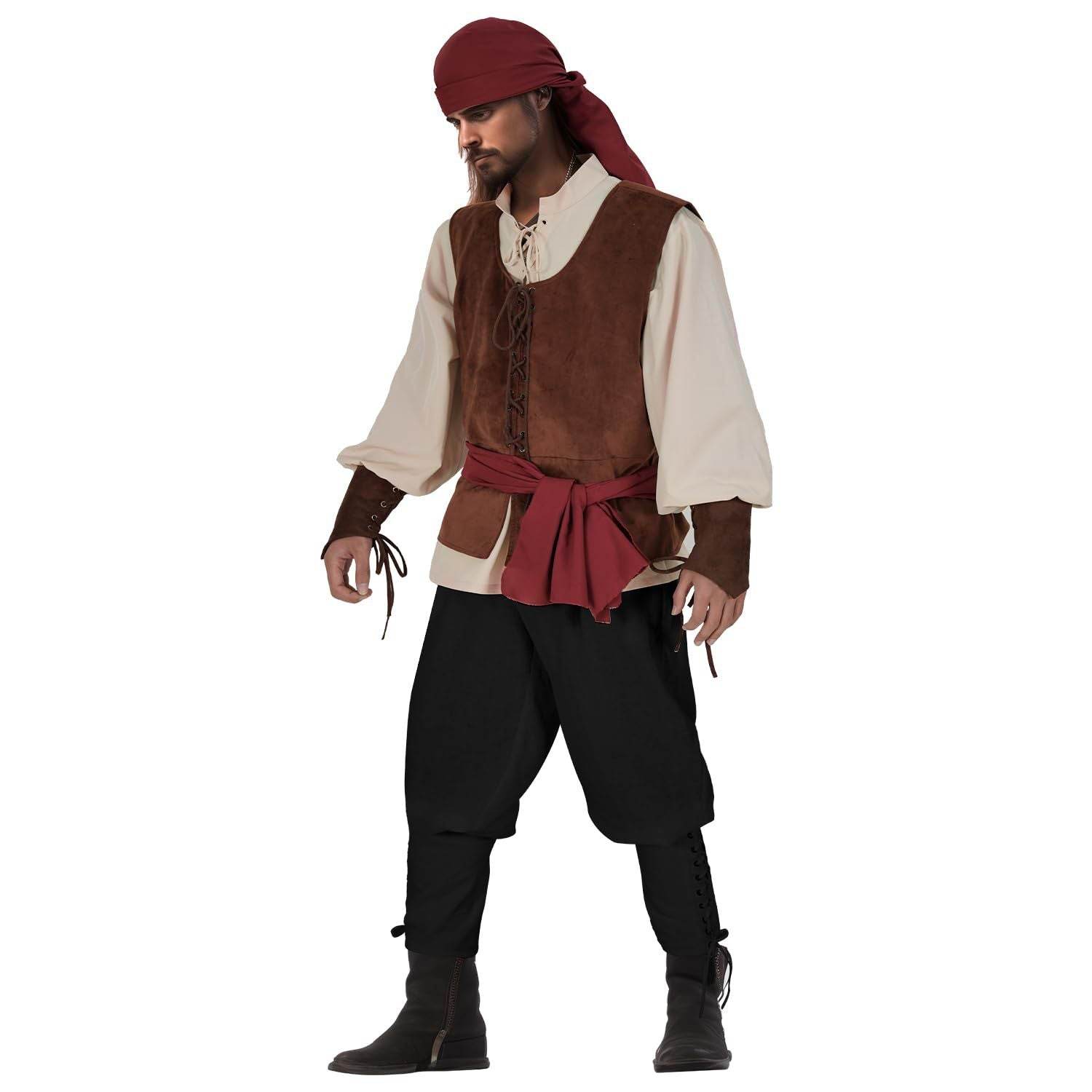 Halloween Caribbean Pirates Vest Adult Stage Costume - zzcosplay