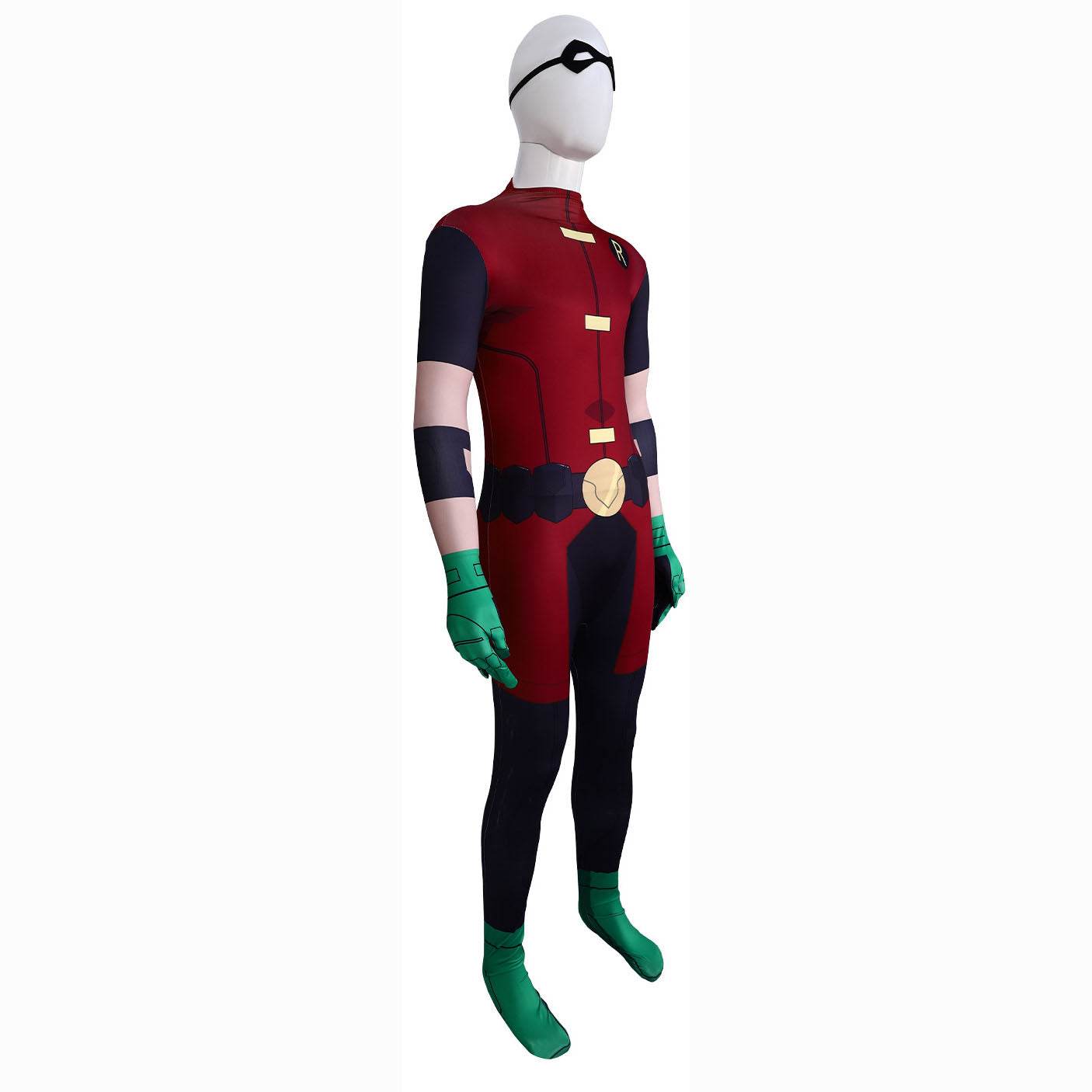 DC Teen Titans Robin Cosplay Costume Halloween For Adult Full Set With Cape - zzcosplay