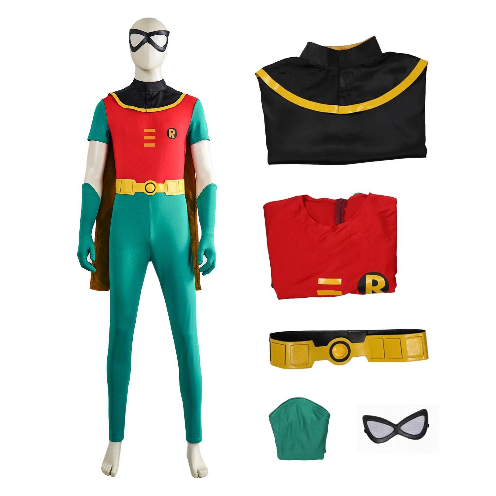 Teen Titans Robin Costume Super Hero Halloween For Adult Full Set With Cape - zzcosplay