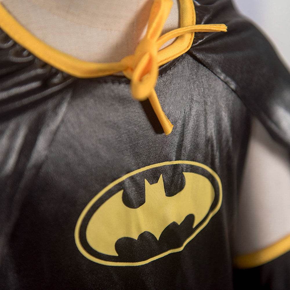 Black Bat man Costume Halloween For Kids Girl Full Set With Cape - zzcosplay