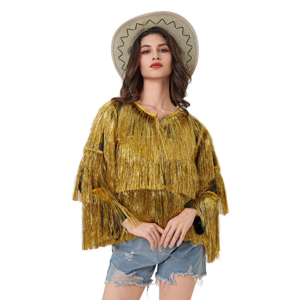 Fever Tassel Tinsel Festival Jacket Halloween Costume for women - ZZCOSPLAY