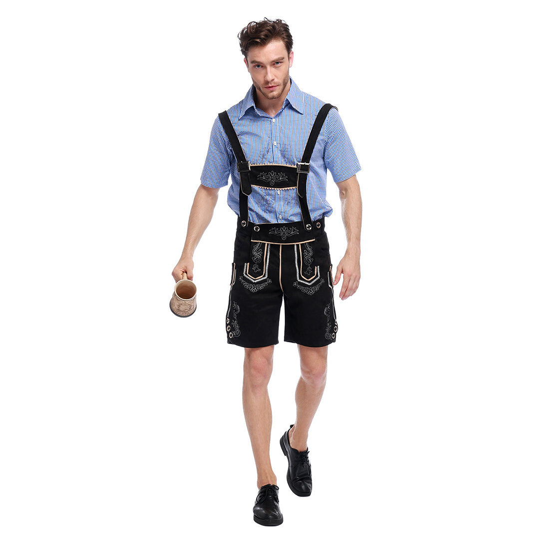 Men German Oktoberfest Outfit Beer Waiter Halloween Costume - ZZCOSPLAY