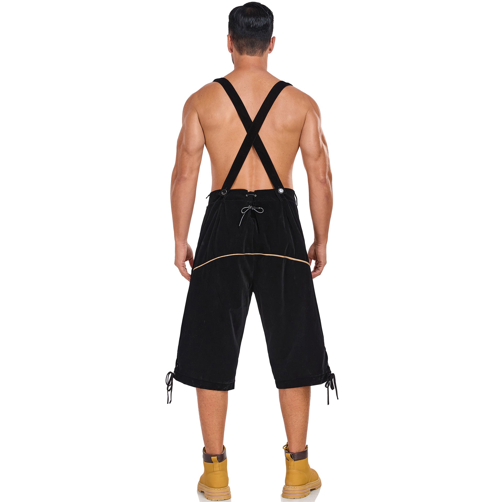 Men's German Bavarian Oktoberfest Costume Velvet Overalls Trousers Halloween - ZZCOSPLAY