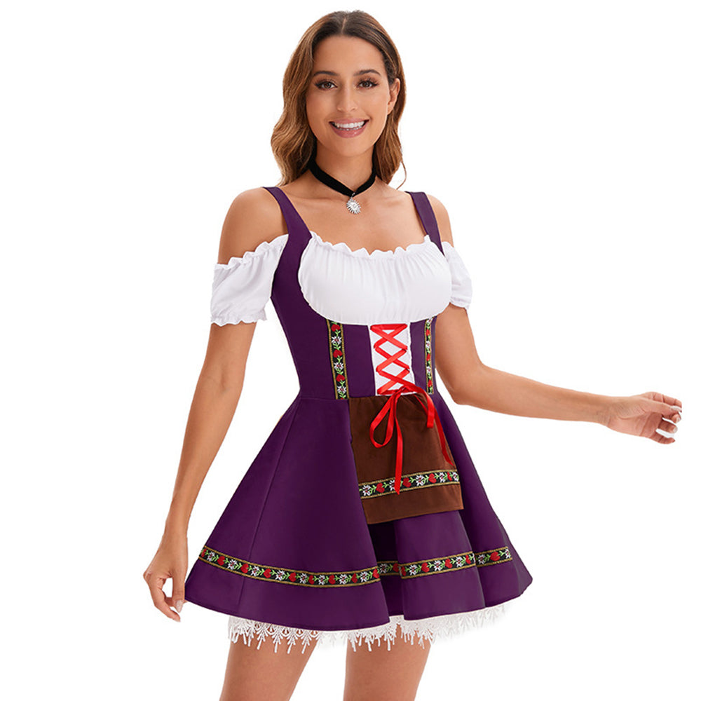 Oktoberfest Costume Women German Bavarian Beer Girl Dirndl Dress Carnival Halloween - ZZCOSPLAY