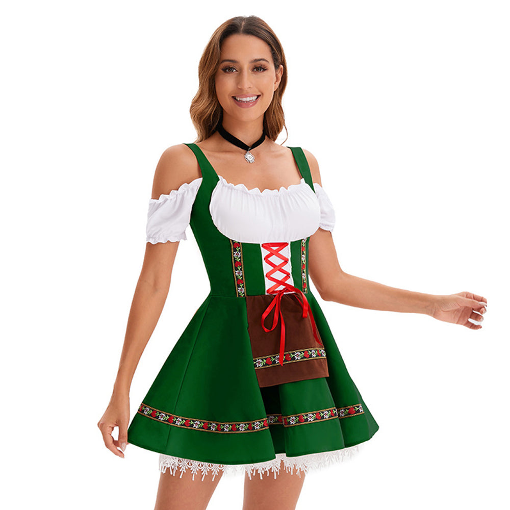 Oktoberfest Costume Women German Bavarian Beer Girl Dirndl Dress Carnival Halloween - ZZCOSPLAY