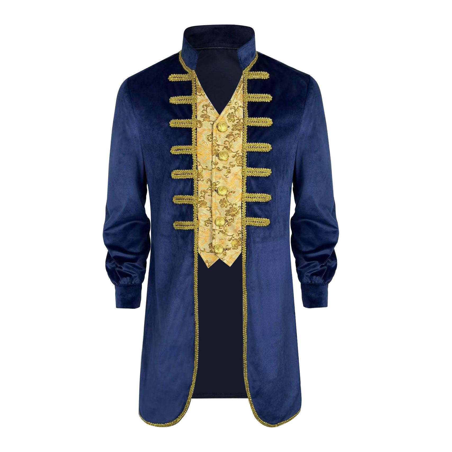 Men's Blue Beauty and the Beast Prince Costume Medieval Tailcoat Gothic Frock Coat - ZZCOSPLAY