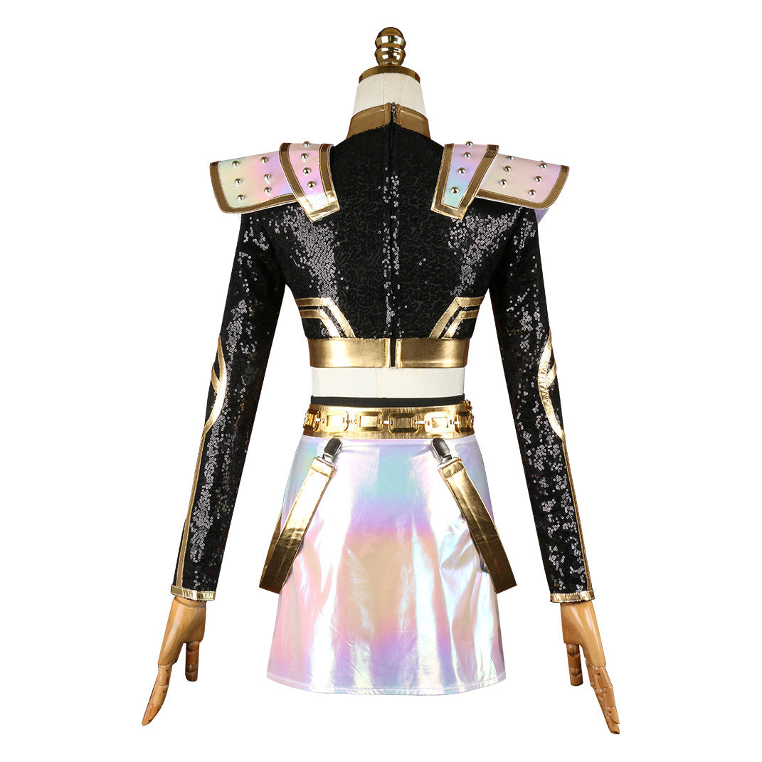 Kpop Witch Hunter Zoe Cosplay Costume Black and Gold Performance - ZZCOSPLAY