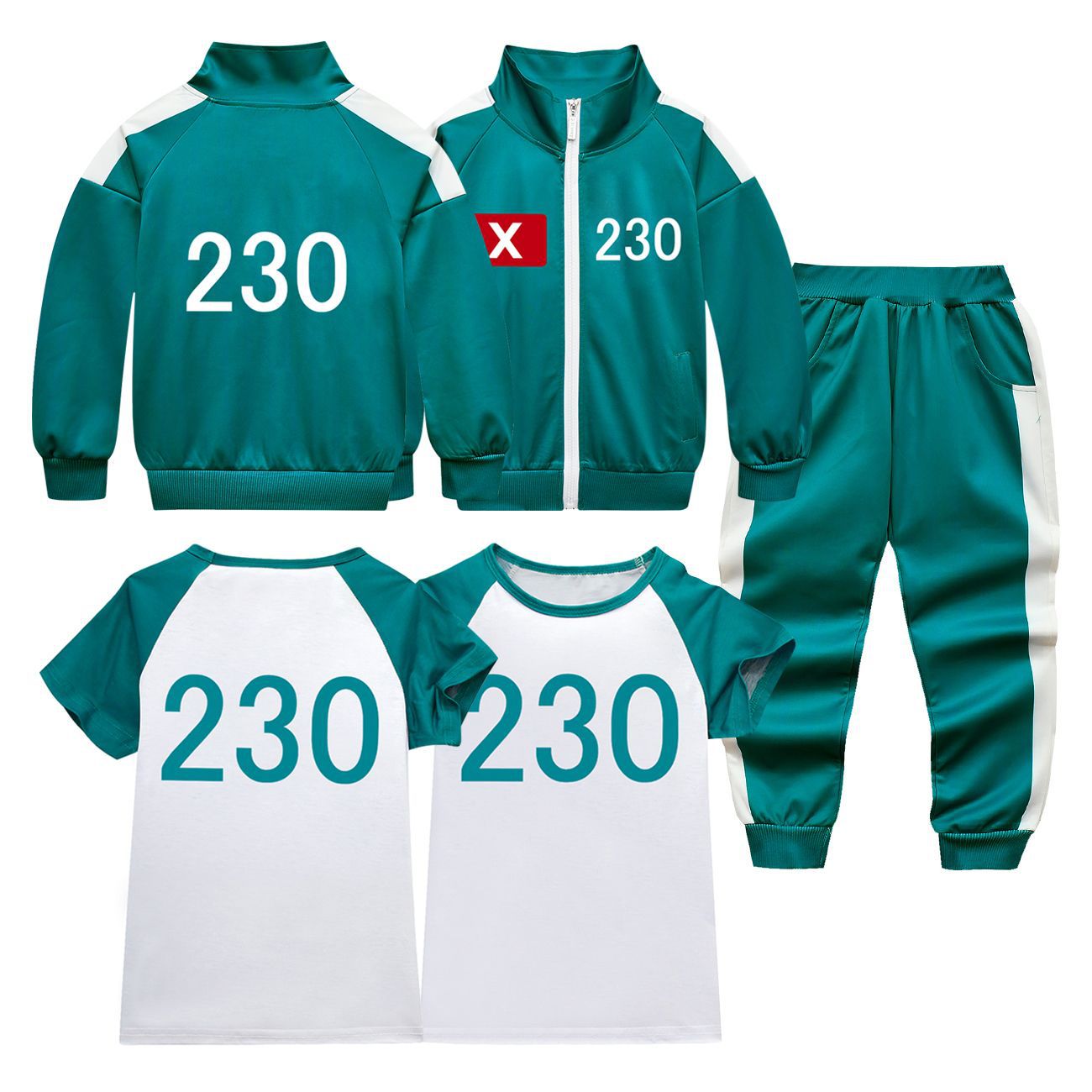 Adult Kids Players Tracksuit Game Costume Squid Cosplay Green Jacket Shirt - ZZCOSPLAY