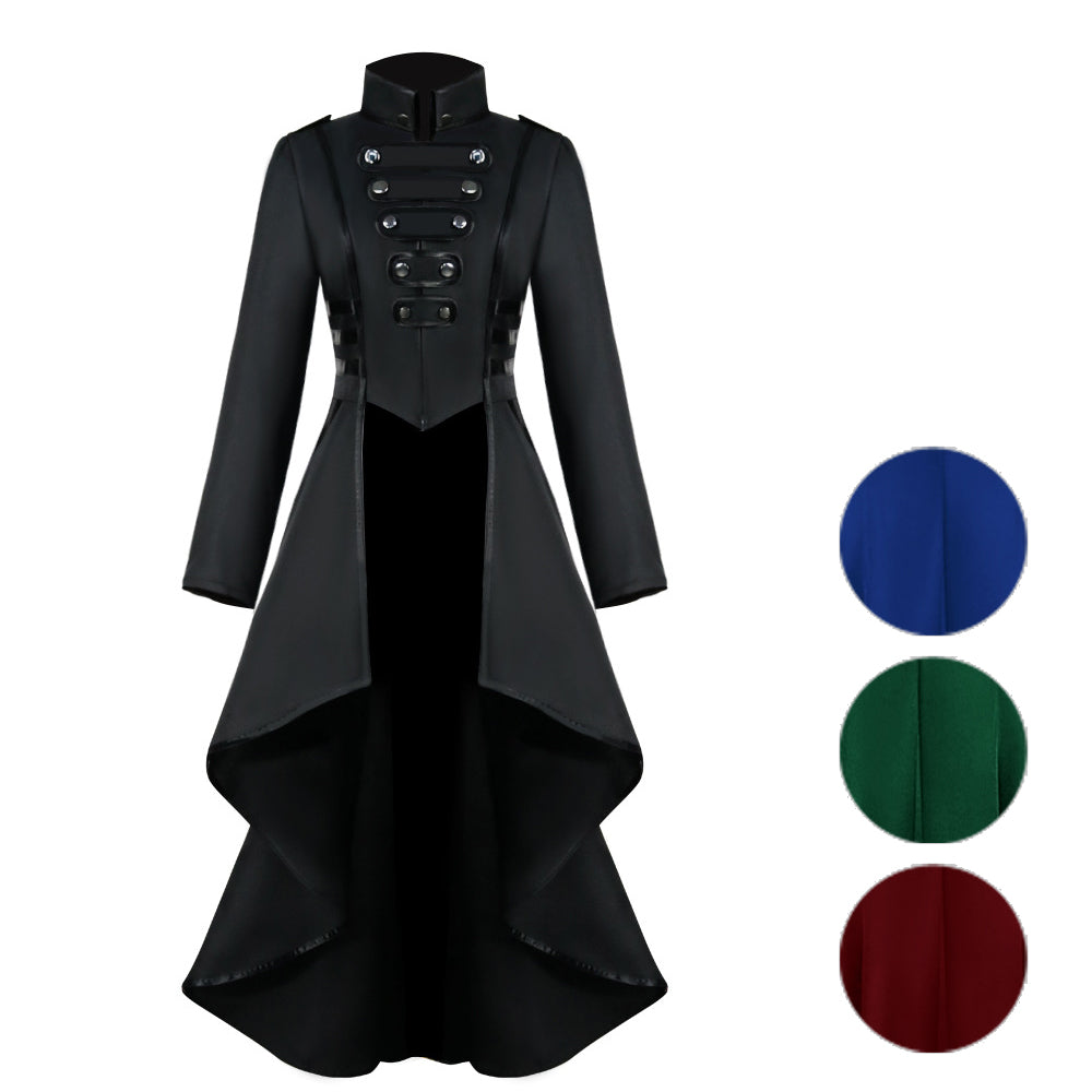 Medieval Costume dress tuxedo women's lapel irregular hem retro long top - ZZCOSPLAY