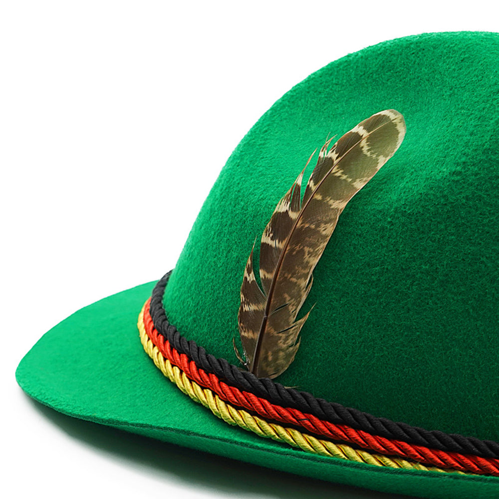 Munich beer German Alpine Panama Jazz Feather Hat Halloween - ZZCOSPLAY