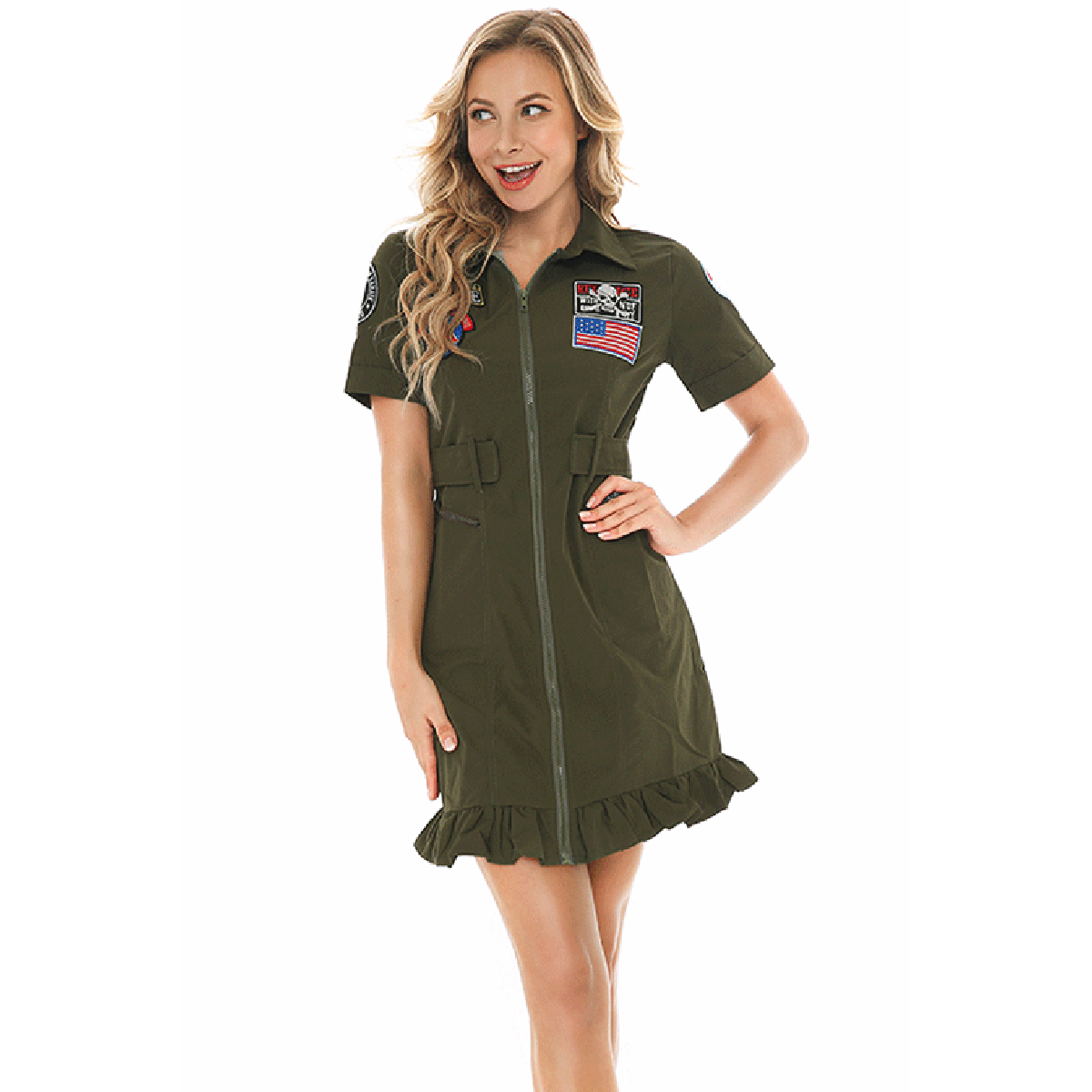 Top Gun Pilot Women's Maverick Flight Dress Costume - ZZCOSPLAY