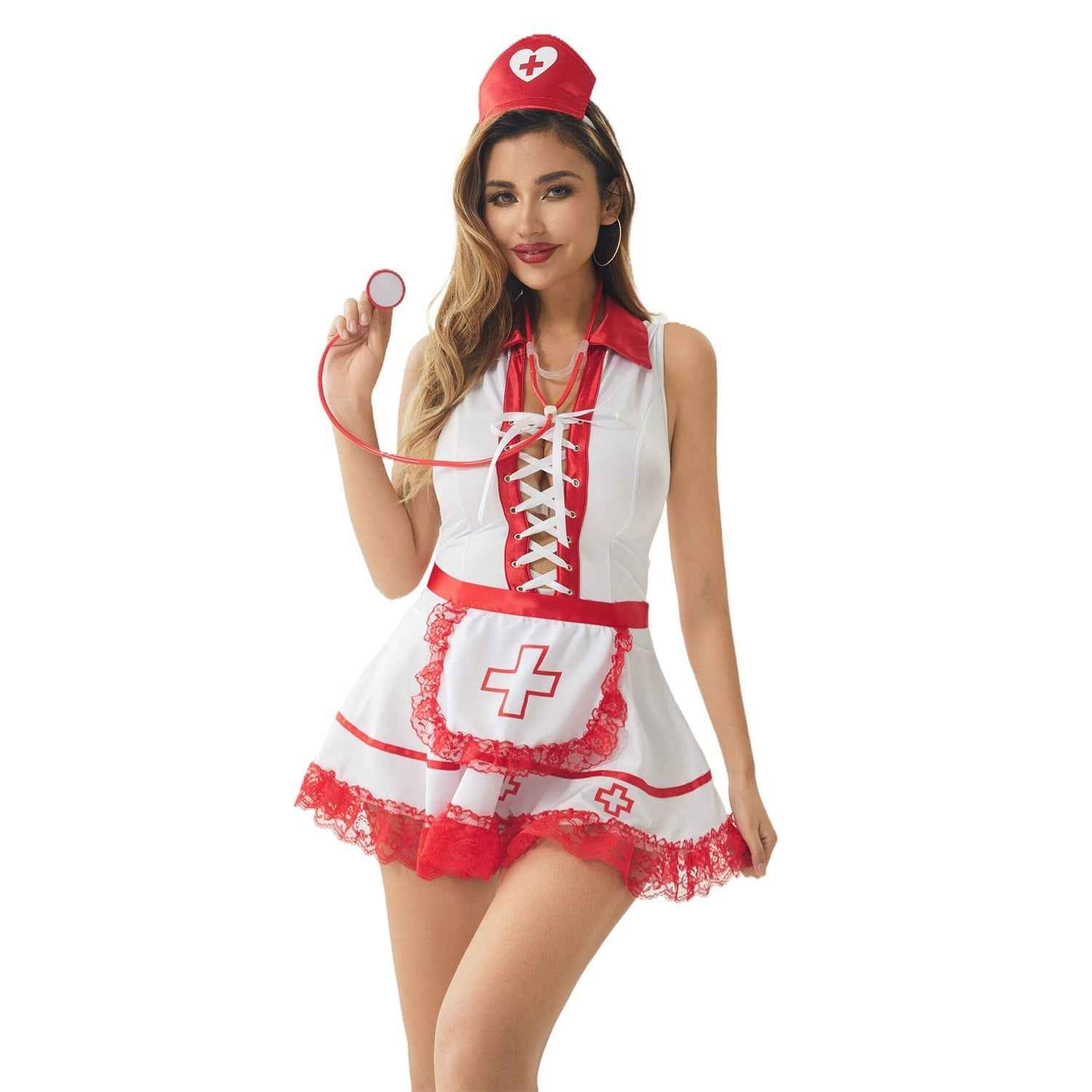 Nurse Tie-strap Dress Uniform Lingerie Costume for Women