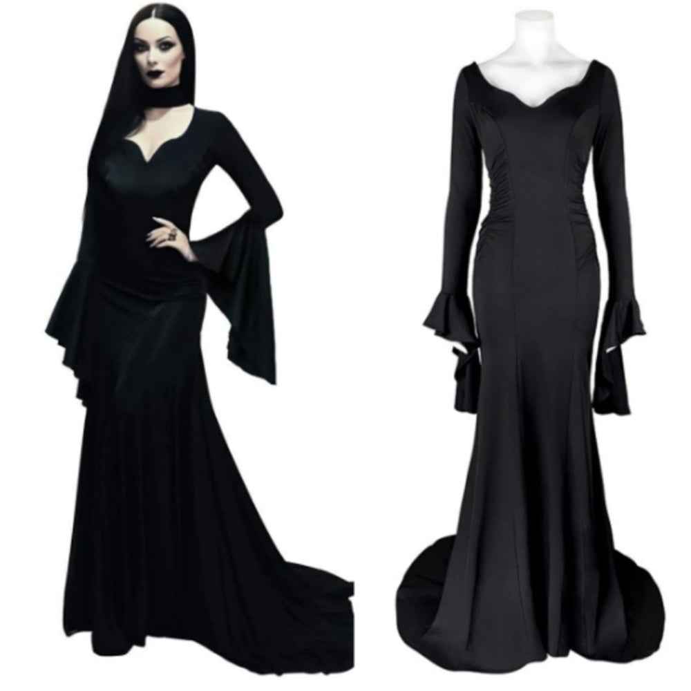 Morticia Addams Costume Wedensday Party dress Halloween