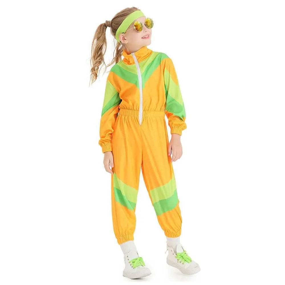 80s Retro Disco Costumes Fancy Dress Cosplay Halloween Jumpsuit For Kids - zzcosplay