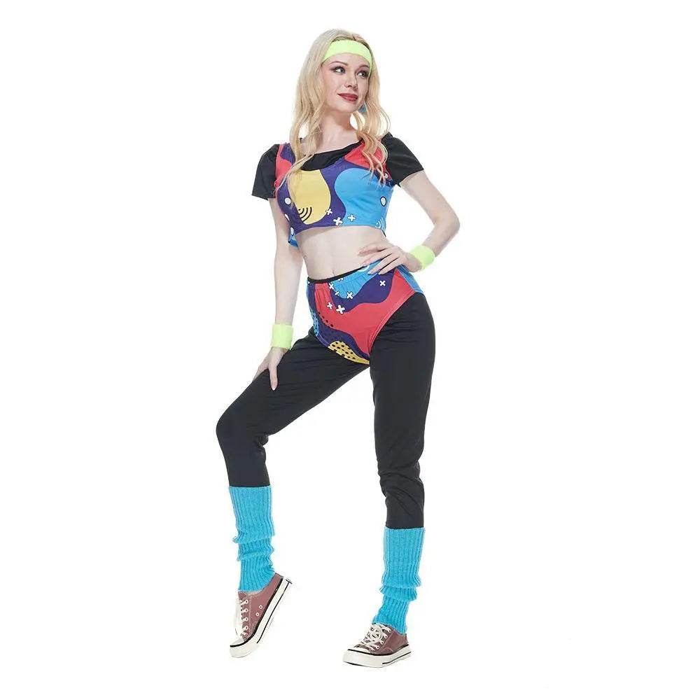 80s Retro Disco Hip Hop Sports Suit Fancy Dress Halloween Costume Dance Outfit - zzcosplay