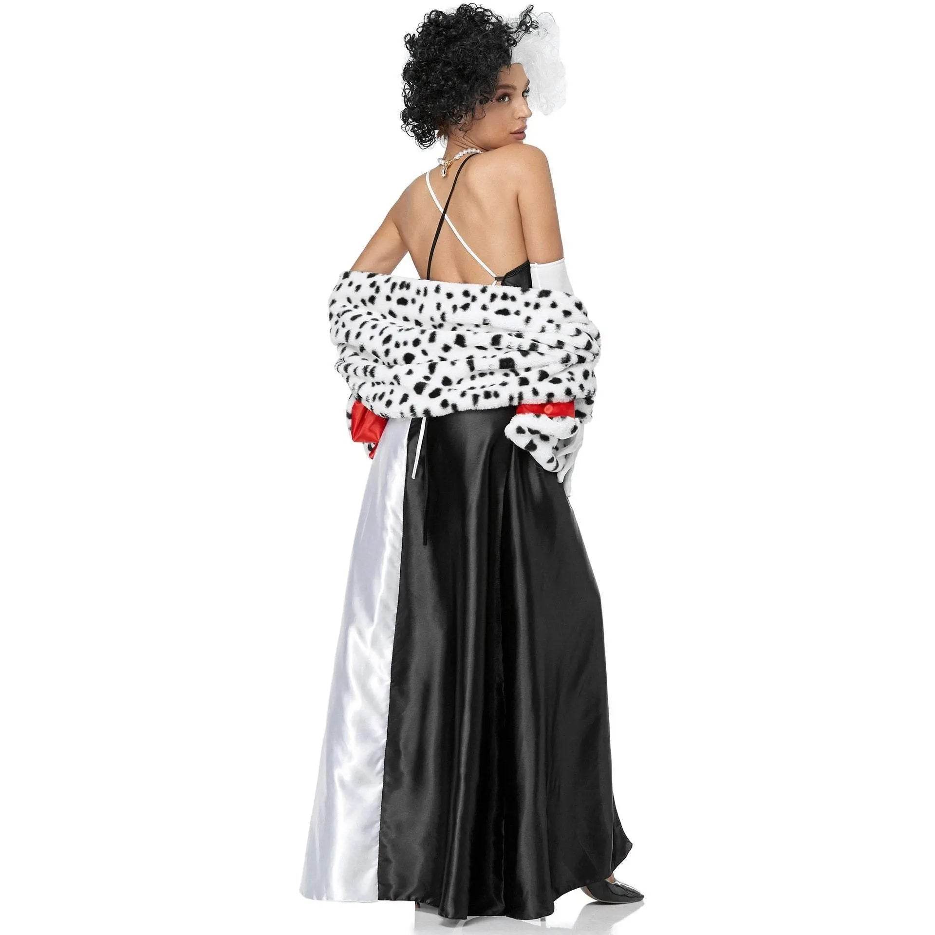 Adult Cruella Duster Costume Dress Uniform Halloween Women - zzcosplay