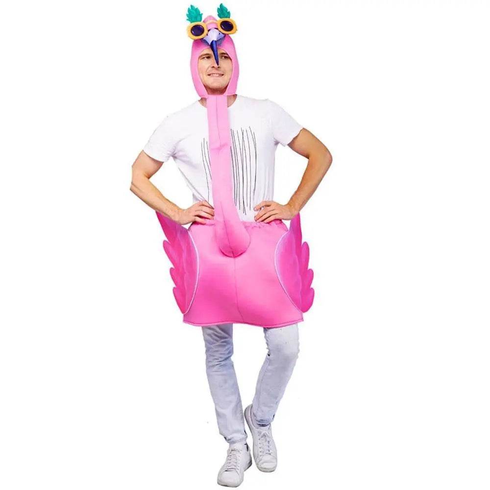 Adult Man Pink Flamingo Funny Jumpsuit Cosplay Stage Performance Costume - zzcosplay