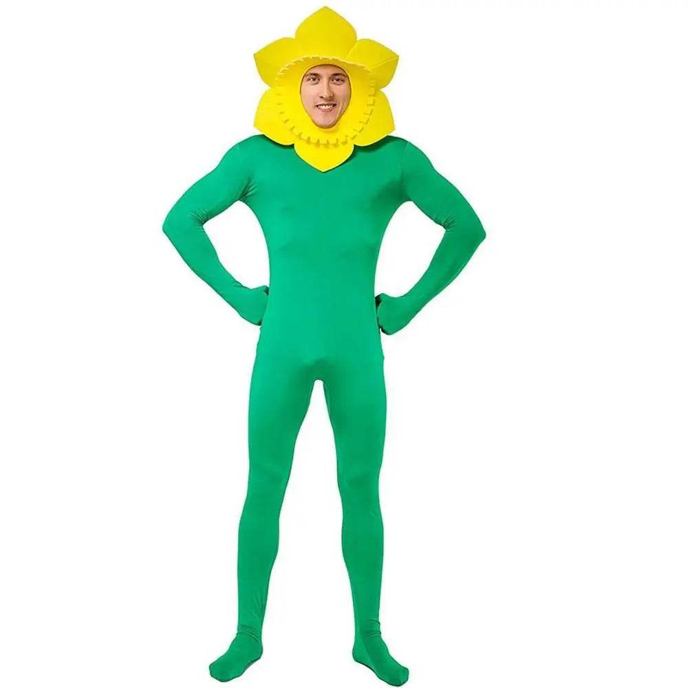 Adult Man Sunflower Funny Jumpsuit Cosplay Stage Performance Costume - zzcosplay
