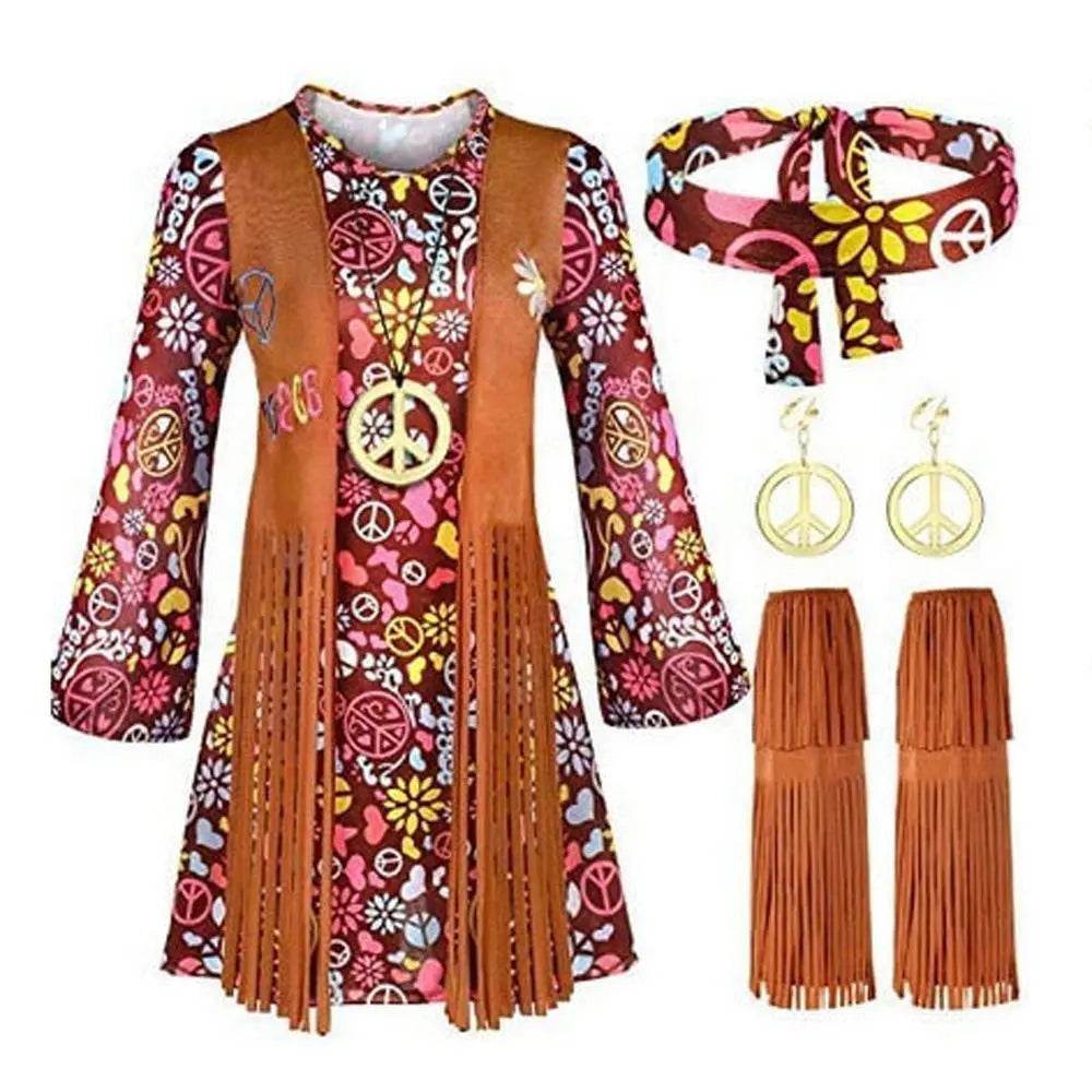 Adult Peace and Love Hippie Costume Party Halloween Women's Tassel - zzcosplay