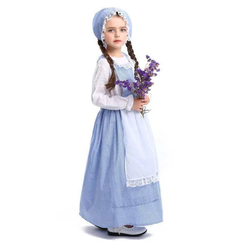 Alice Lolita Maid for kids Blue Farm Florist girl dress kids Maid Cosplay Costume - zzcosplay