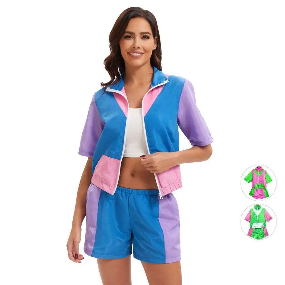 Carnival Disco Retro 80s Outfits Zipper Women's Sportswear Hip Hop Stage Costume - zzcosplay
