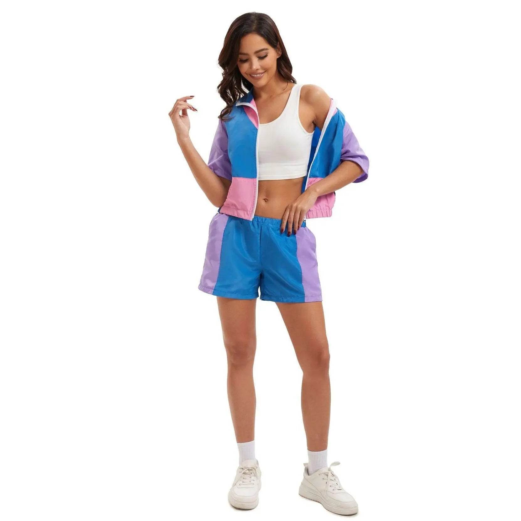 Carnival Disco Retro 80s Outfits Zipper Women's Sportswear Hip Hop Stage Costume - zzcosplay