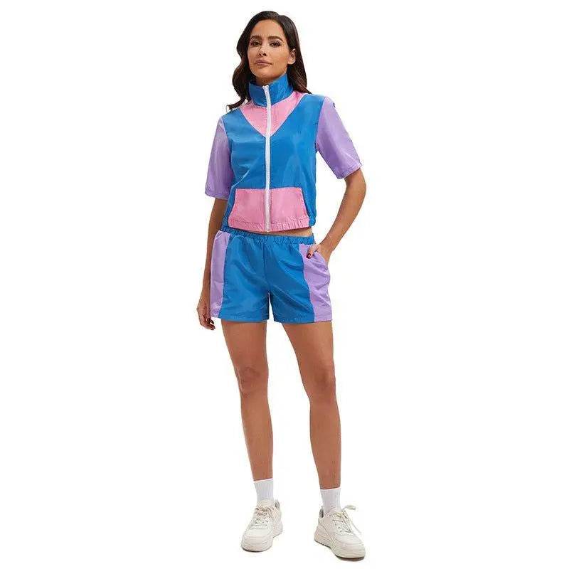 Carnival Disco Retro 80s Outfits Zipper Women's Sportswear Hip Hop Stage Costume - zzcosplay