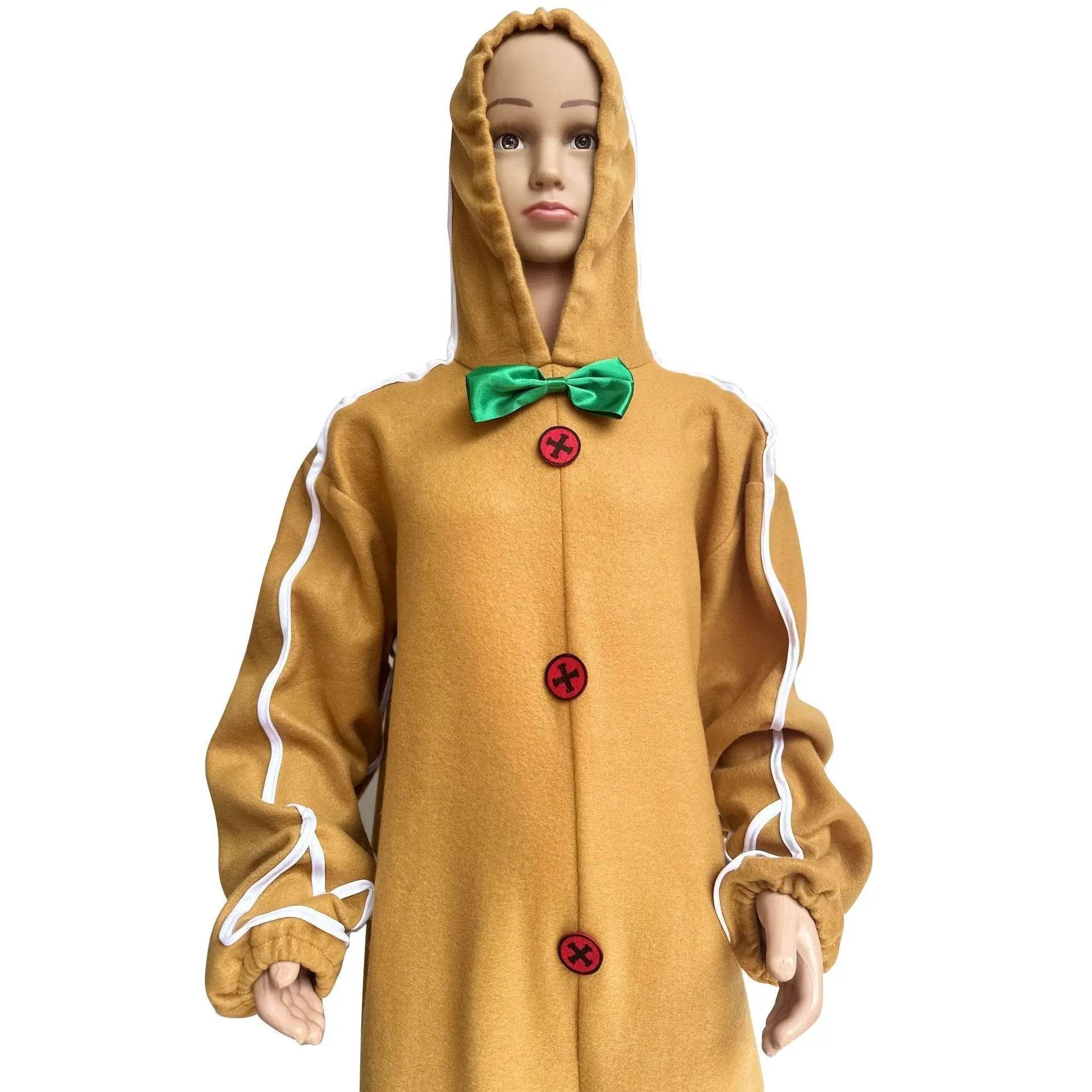 Children's Christmas Gingerbread Man Cosplay Costume One-Piece Pajamas - zzcosplay