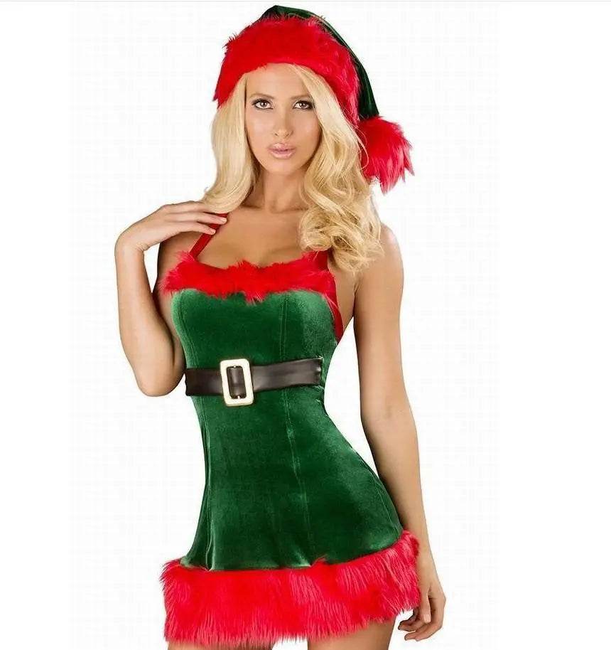 Christmas Sexy Green Tree Suit Santa Claus Costumes Adults Uniform - zzcosplay