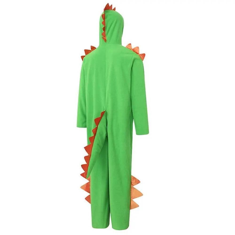 Cute Green Big Tail Dinosaur Animal Adult Jumpsuit Cosplay Costume Carnival - zzcosplay