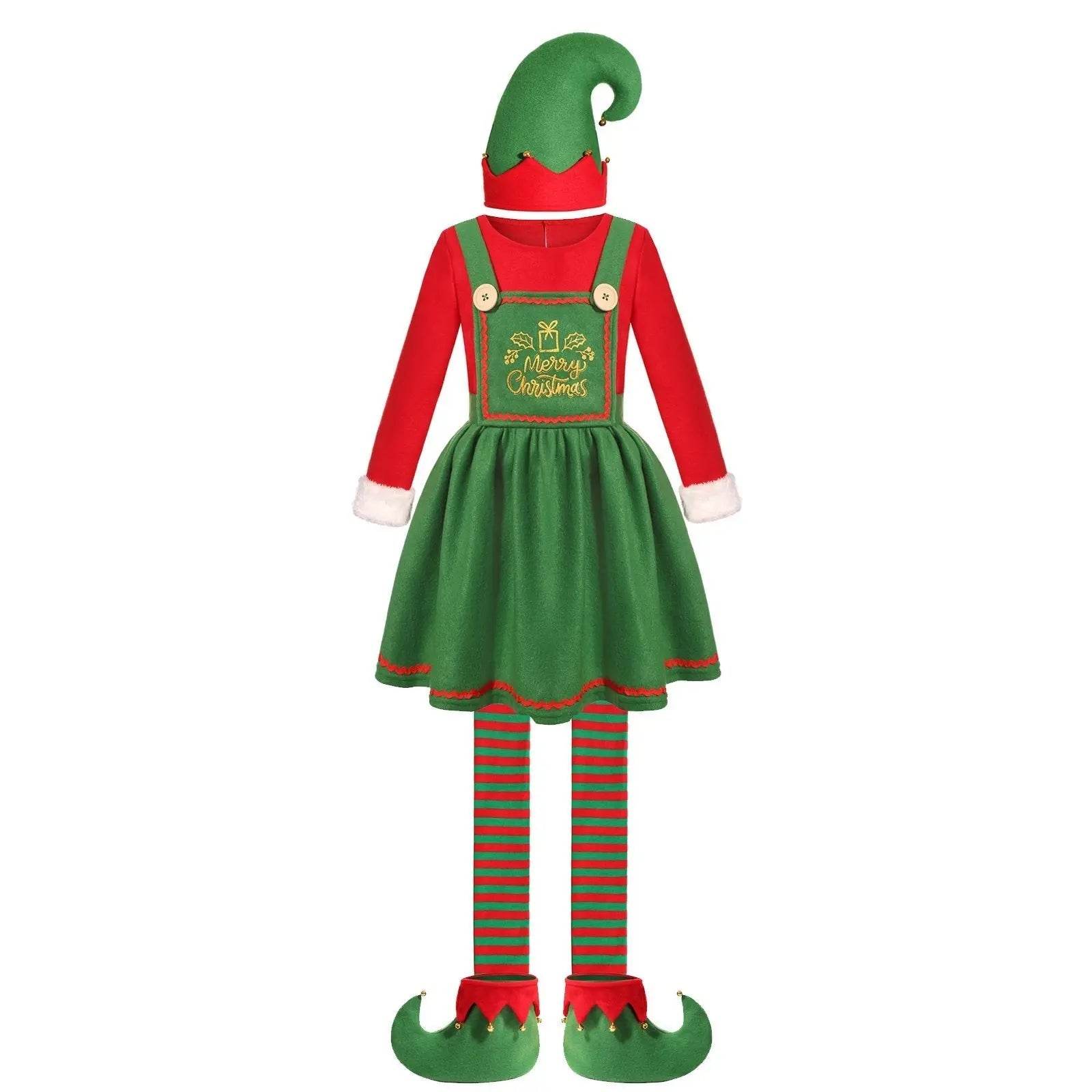 Elf Costume for Girls Boy Kids Christmas Party Dress Outfit - zzcosplay