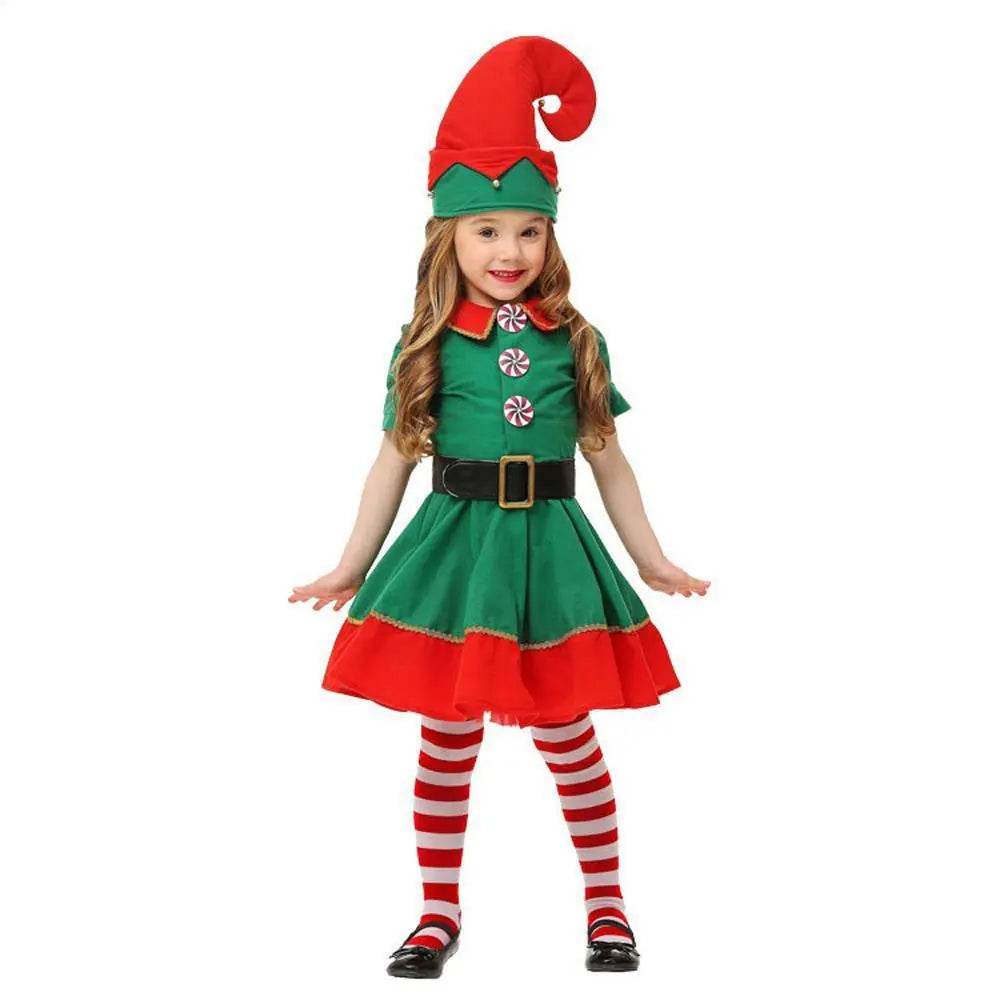 Family Matching Costume Christmas Suit Green Elf Santa Claus Outfits - zzcosplay