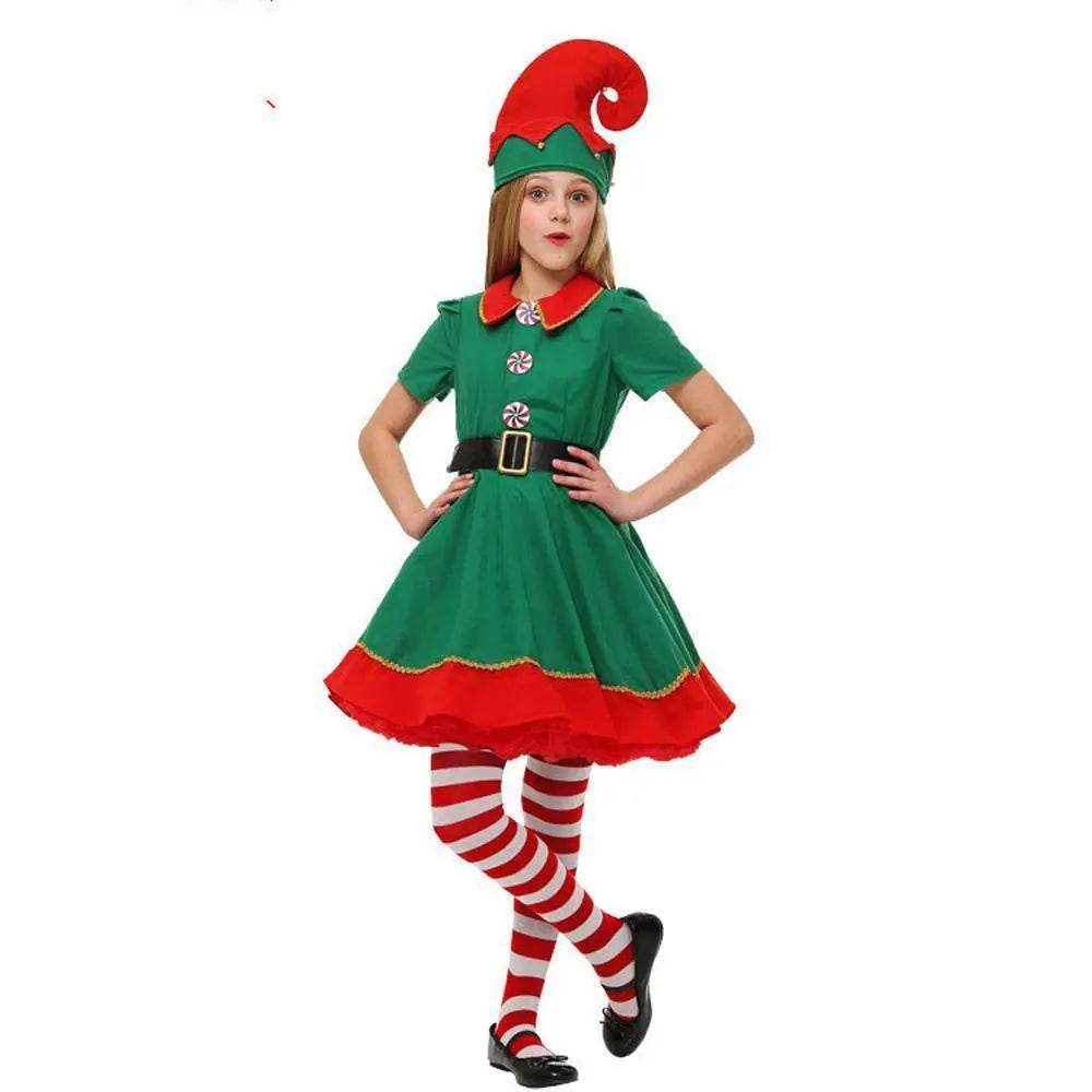 Family Matching Costume Christmas Suit Green Elf Santa Claus Outfits - zzcosplay
