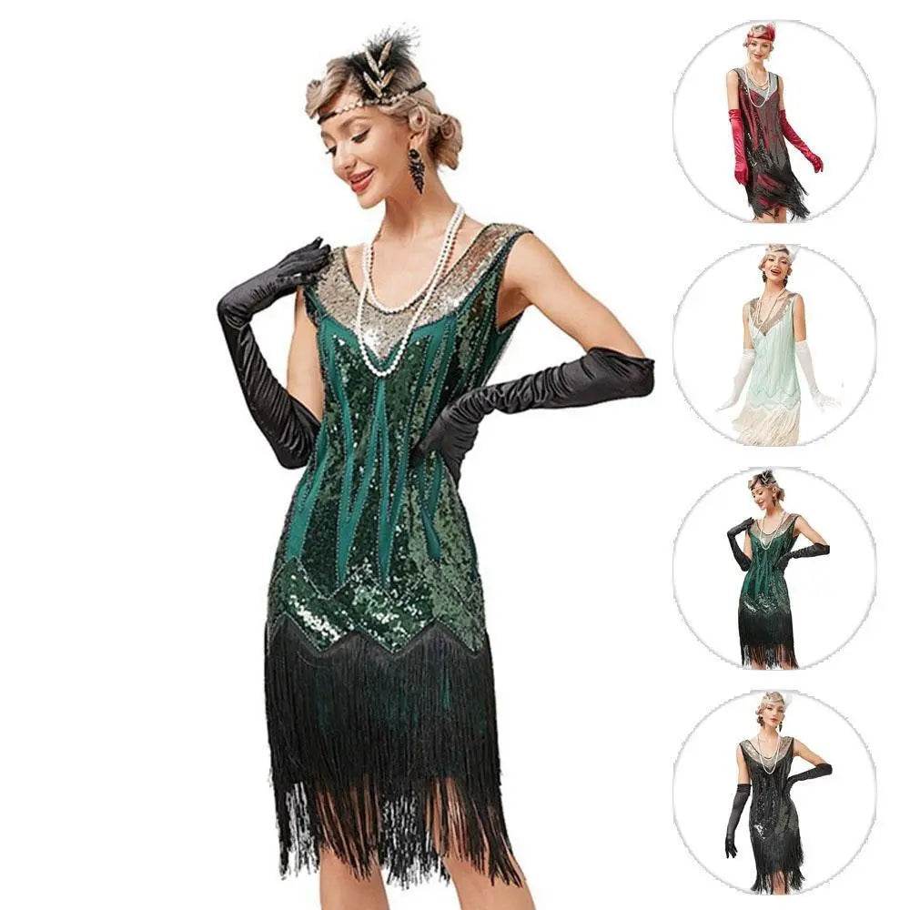 Gatsby 1920s Party Fringe Flapper Dress Retro Costume - zzcosplay