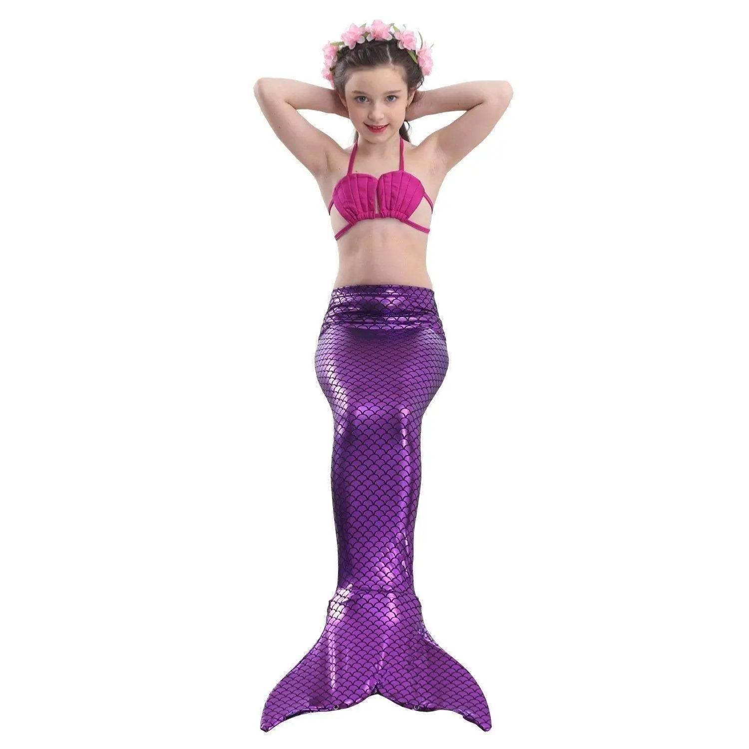 Girls Kids Mermaid Tail Swimwear Bikini Set Swimsuit Swimming Costume - zzcosplay