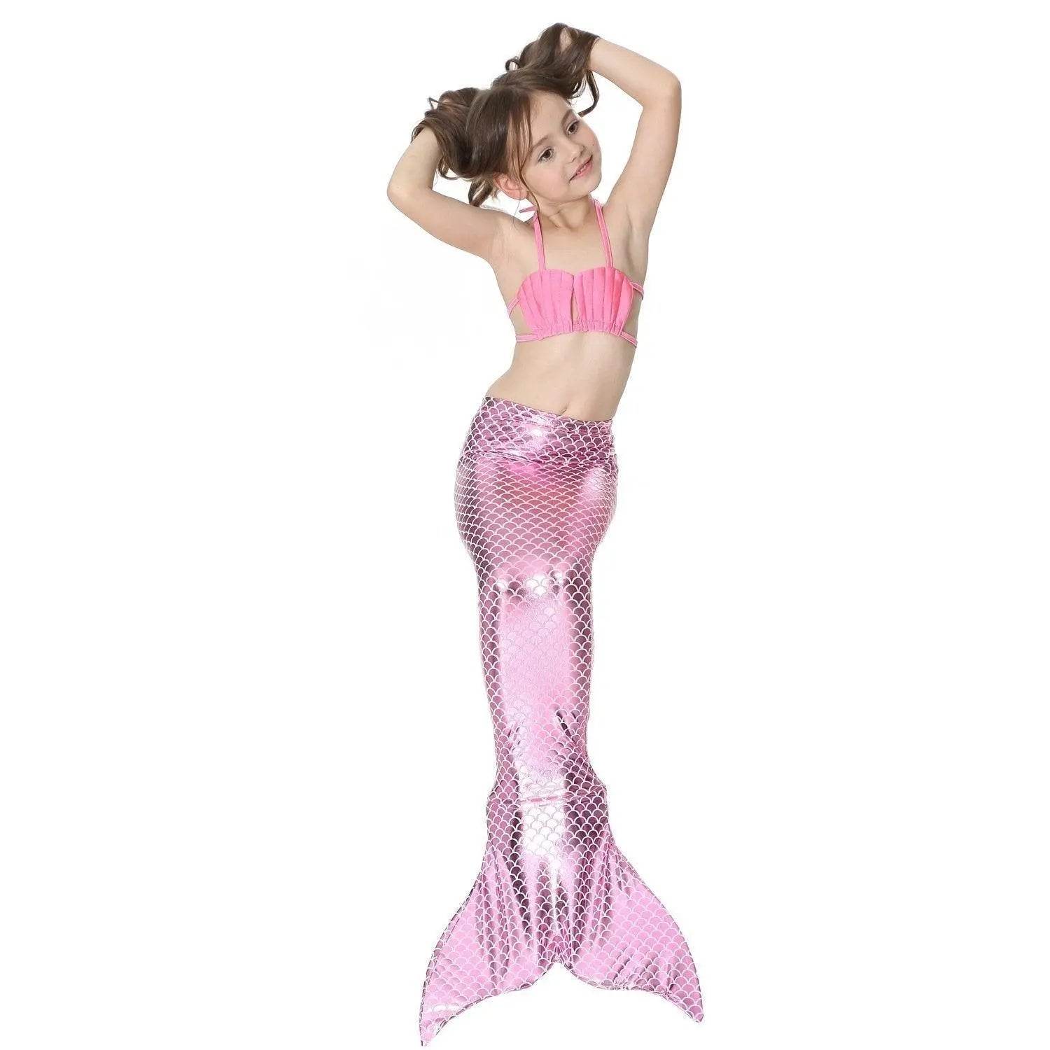 Girls Kids Mermaid Tail Swimwear Bikini Set Swimsuit Swimming Costume - zzcosplay