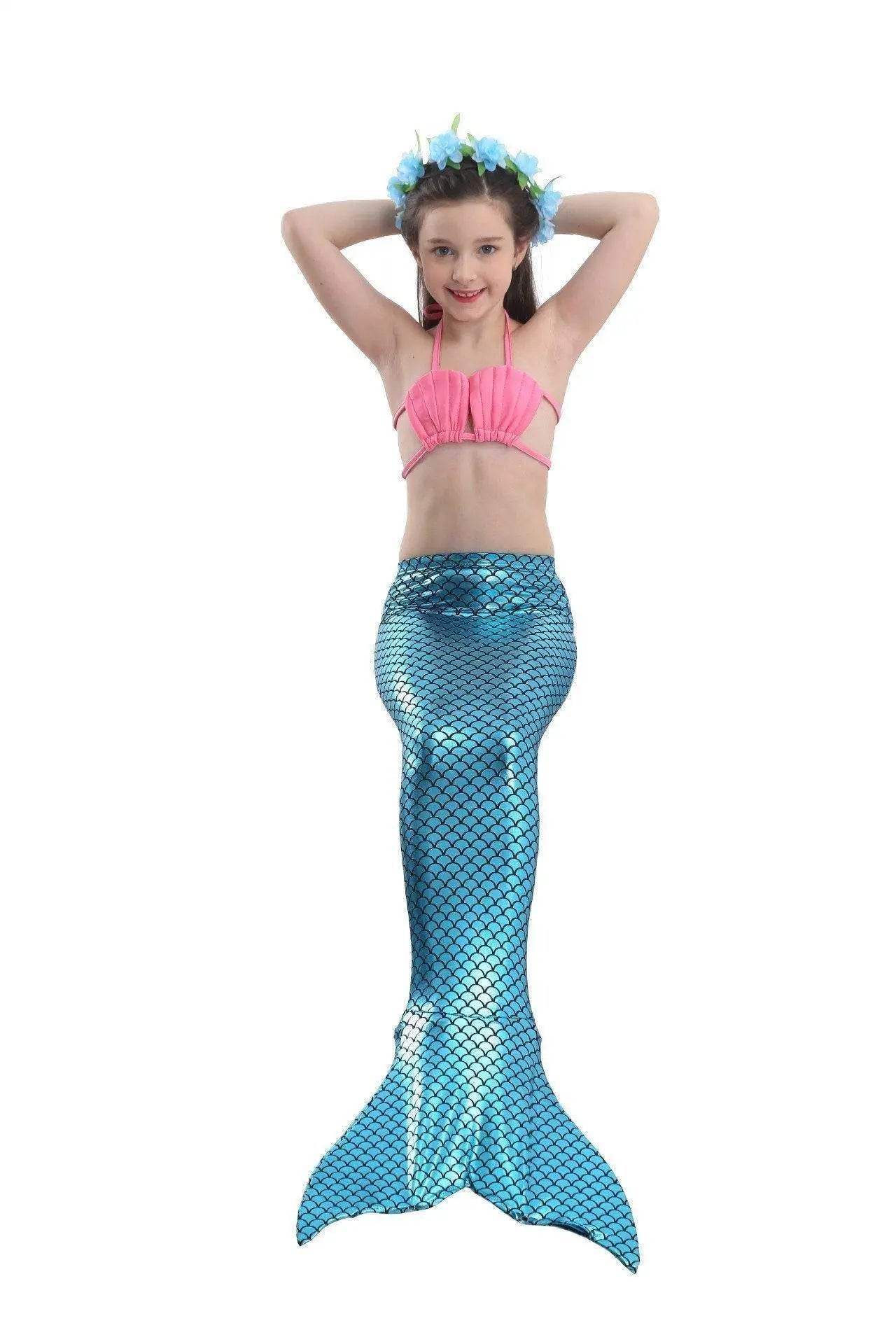 Girls Kids Mermaid Tail Swimwear Bikini Set Swimsuit Swimming Costume - zzcosplay