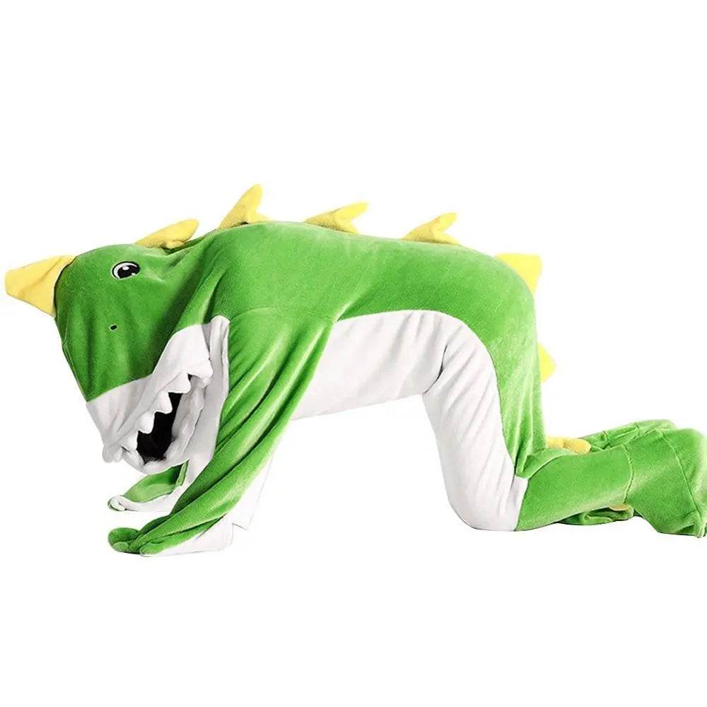 Green Dinosaur Animal Sleeping Bag Loose Onesies Pajamas Adult Super Soft Fleece Hoodie - zzcosplay
