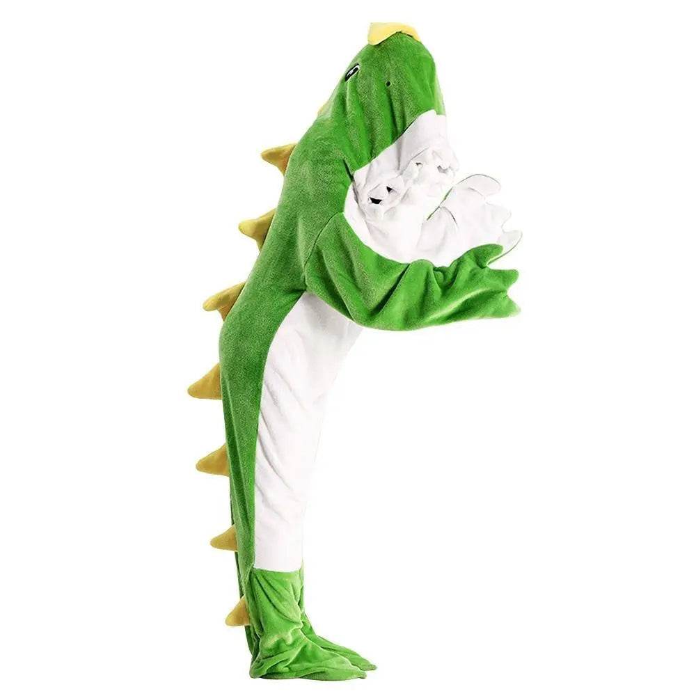 Green Dinosaur Animal Sleeping Bag Loose Onesies Pajamas Adult Super Soft Fleece Hoodie - zzcosplay