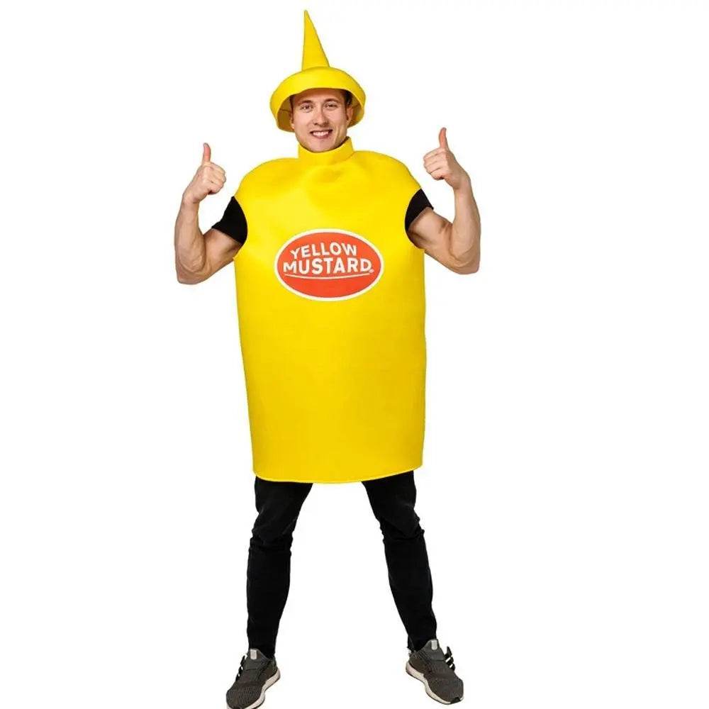 Halloween Adult Couples Mustard Ketchup jumpsuit Costume Cosplay Party - zzcosplay